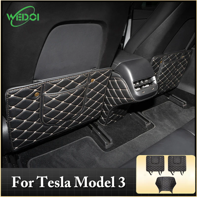 WEDOI PU Leather Rear Seat  Anti-kick Pad For Tesla Model 3 Car Back Seat Protector Mat Car Accessories