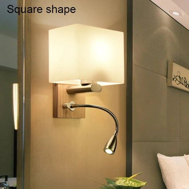 Square shape - 1090 Светодиодный настенный светильник для спальни, прикроватный светильник, регулируемый книжный светильник, настенный светильник, светодиодный настенный светильник s для дома, тканевый туалетный светильник E27 - Цвет абажура: Square shape - 1090