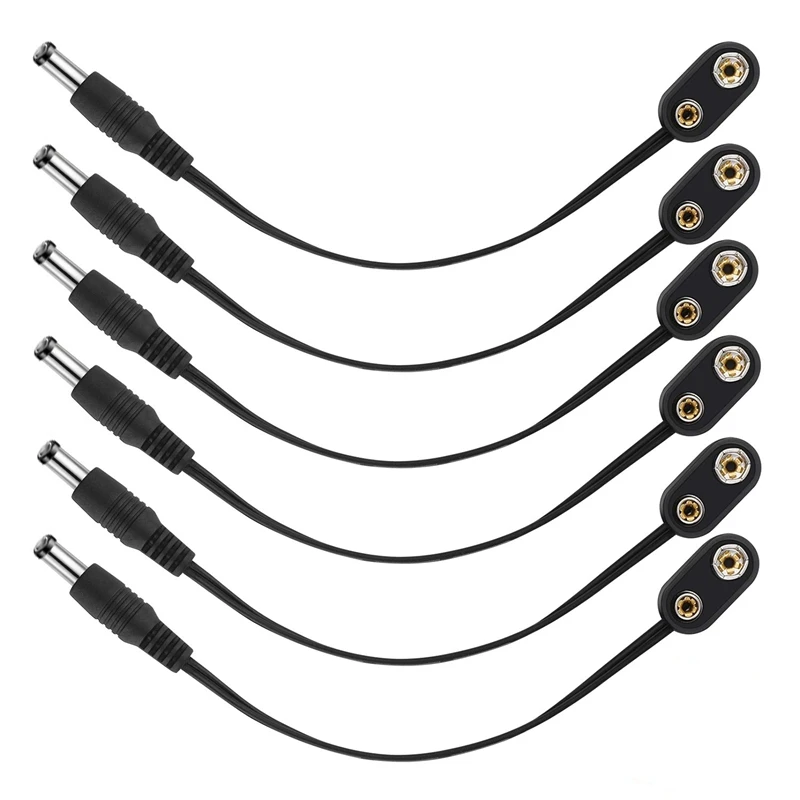 

Guitar Pedal Power Cable 9 Volt Battery Connectors 9V Battery Clip Power Supply for Guitar Pedals 6 Pcs