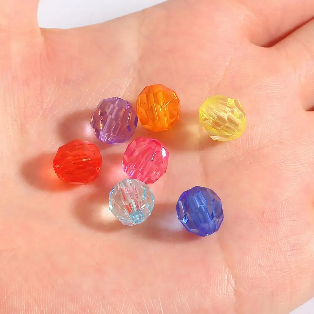 Бусины акриловые прозрачные с гранями и отверстием круглые бусины из