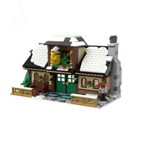 moc christmas series winter village lepining scene holiday train reindeer building blocks santa claus toys gift