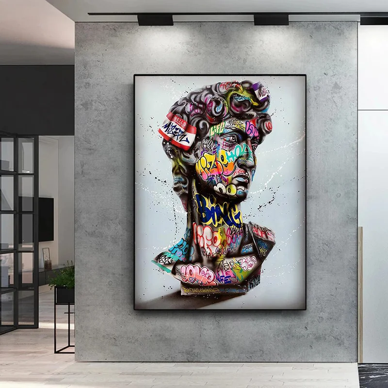 

Painted Graffiti Tongue Fist Kiss Art Mural Print on Canvas Abstract Street Art Poster Cuadros Modern Mural Home Decoration