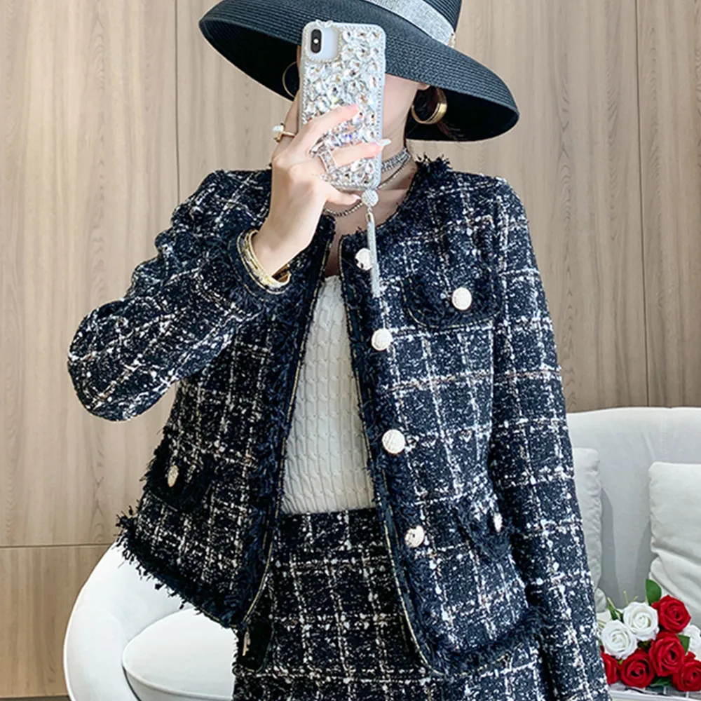 SMTHMA высокое качество 2020 Новое весеннее и осеннее винтажное твидовое клетчатое