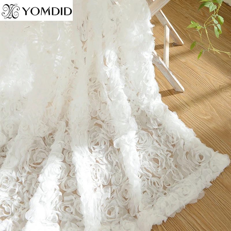 

Шторы для кухни, гостиной, спальни, с 3D розами