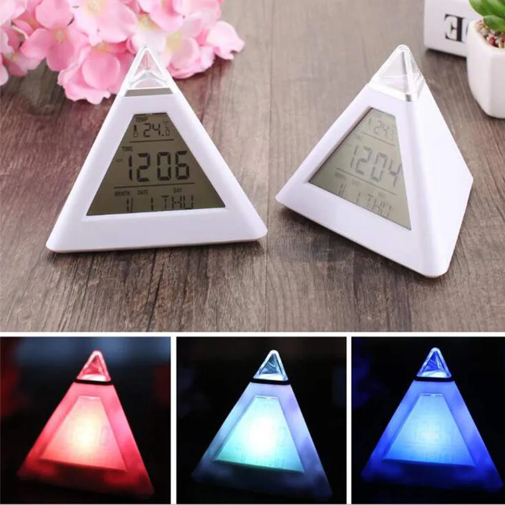 7 цветов красочные для дома ЖК дисплей часы будильник ночной Светильник