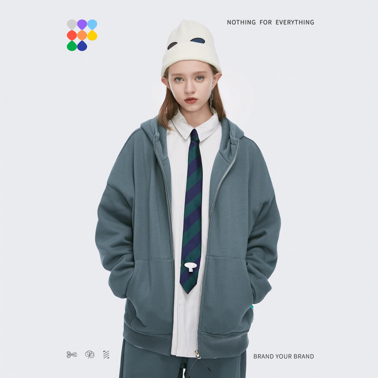 Мужские толстовки на молнии Alt Basics однотонные с капюшоном для пар зима 2021 теплая