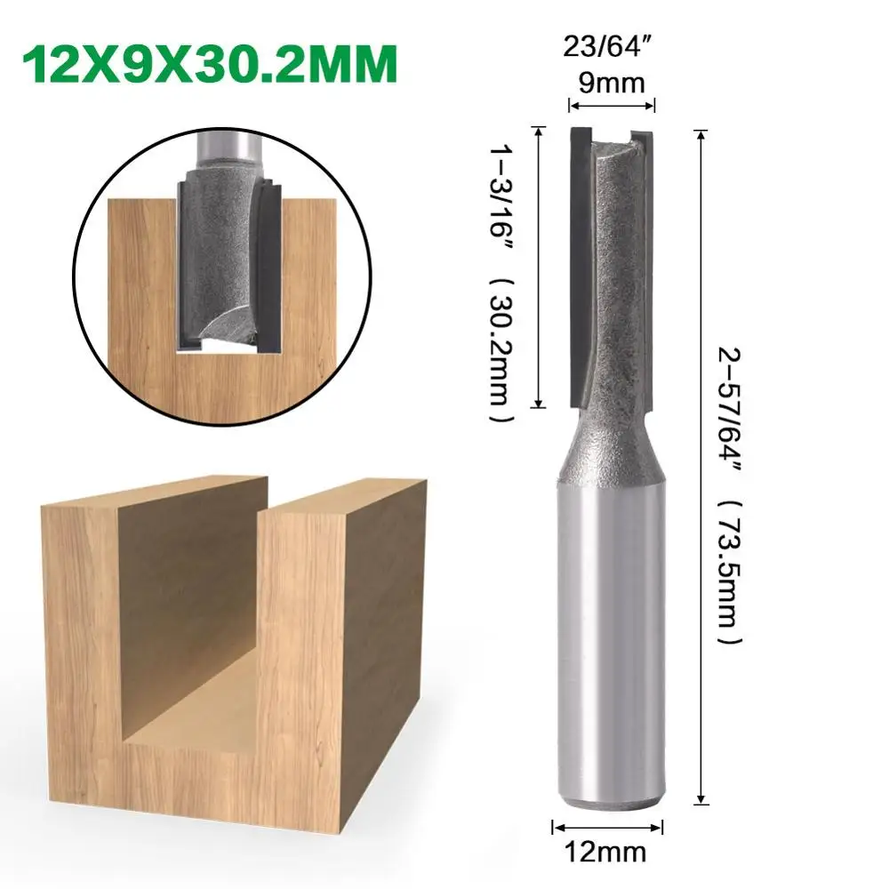 1pc 12mm Shank 2 flute straight bit Woodworking Tools Router Bit for Wood Tungsten Carbide endmill milling cutter - купить по