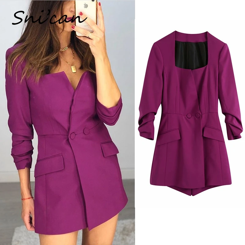 Женская Офисная куртка на пуговицах с карманами комбинезон шикарная мода za 2020