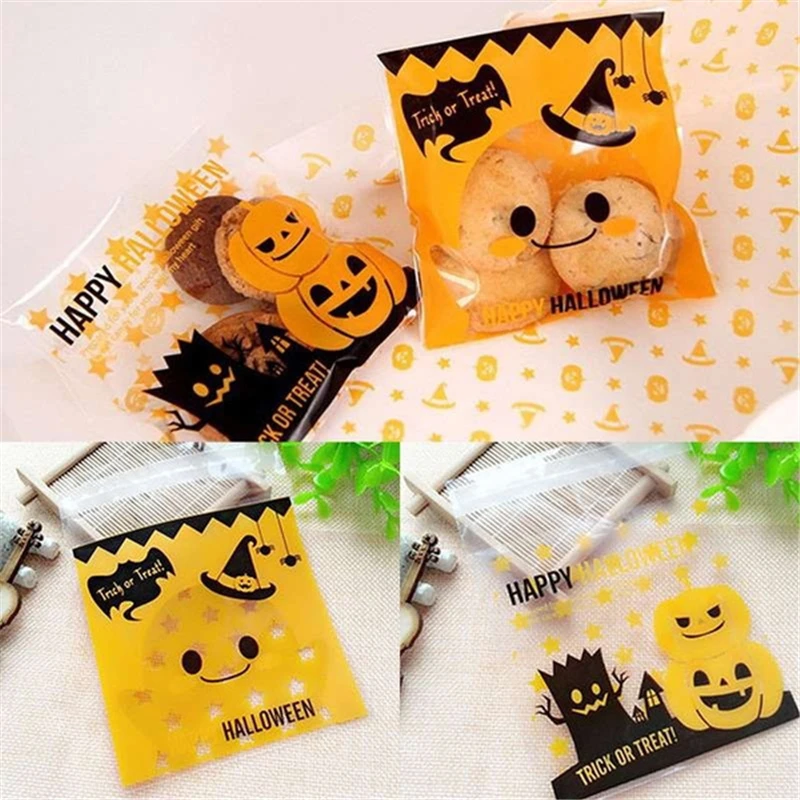 100 шт. пластиковые пакеты для печенья на Хэллоуин | Дом и сад