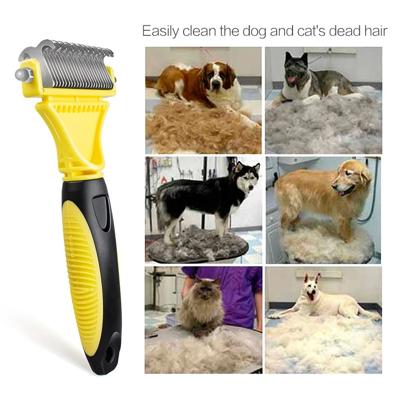 

Double Sided Pet Dematting Comb | Stainless Steel Grooming Brush for Small, Medium or Large Breeds | Removes Mats, Tangles and K
