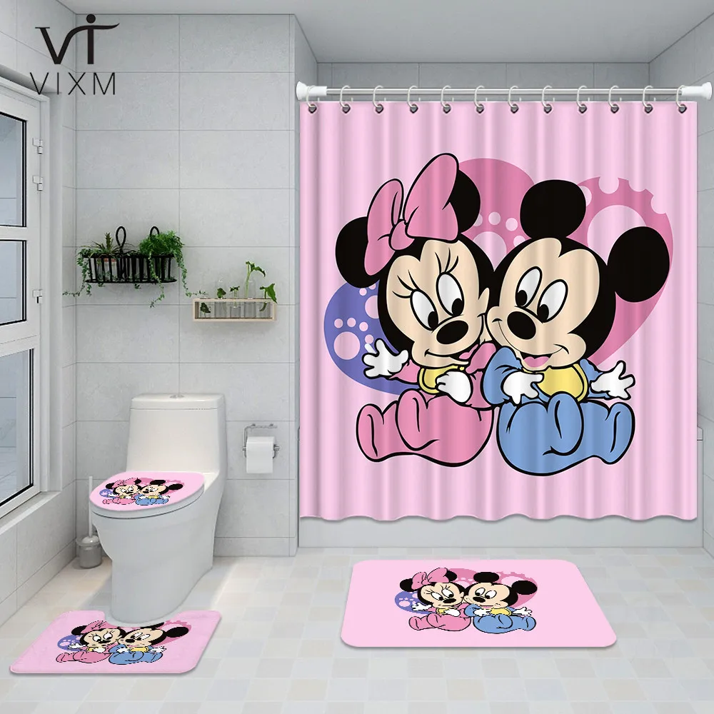 Занавеска для душа Vixm 4 шт./компл. под заказ симпатичная Розовая ванной с Микки и