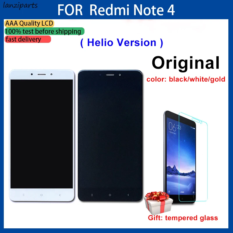 (Версия Helio) Оригинальный ЖК-дисплей для XIAOMI Redmi Note 4 с рамкой 5 дюймов сенсорный