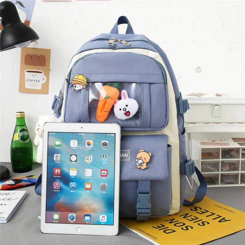 5 шт./комплект холщовые школьные ранцы для девочек-подростков | Багаж и сумки