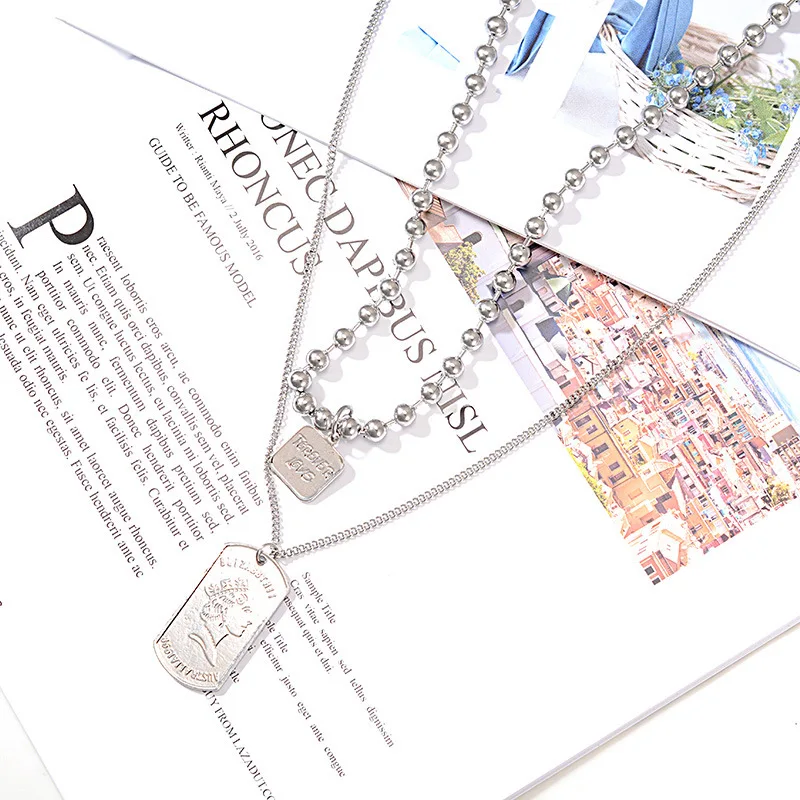 

Женское ретро-ожерелье в стиле хип-хоп Moana Kolye Collares, с двойной подвеской в стиле ретро, модель 2019