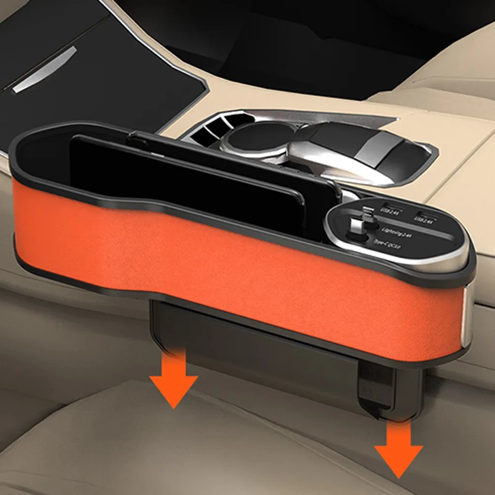 

Universal Car Seat Storage Box Wireless Charging Cable For IOS Type-C QC3.0 Charging Storage Box