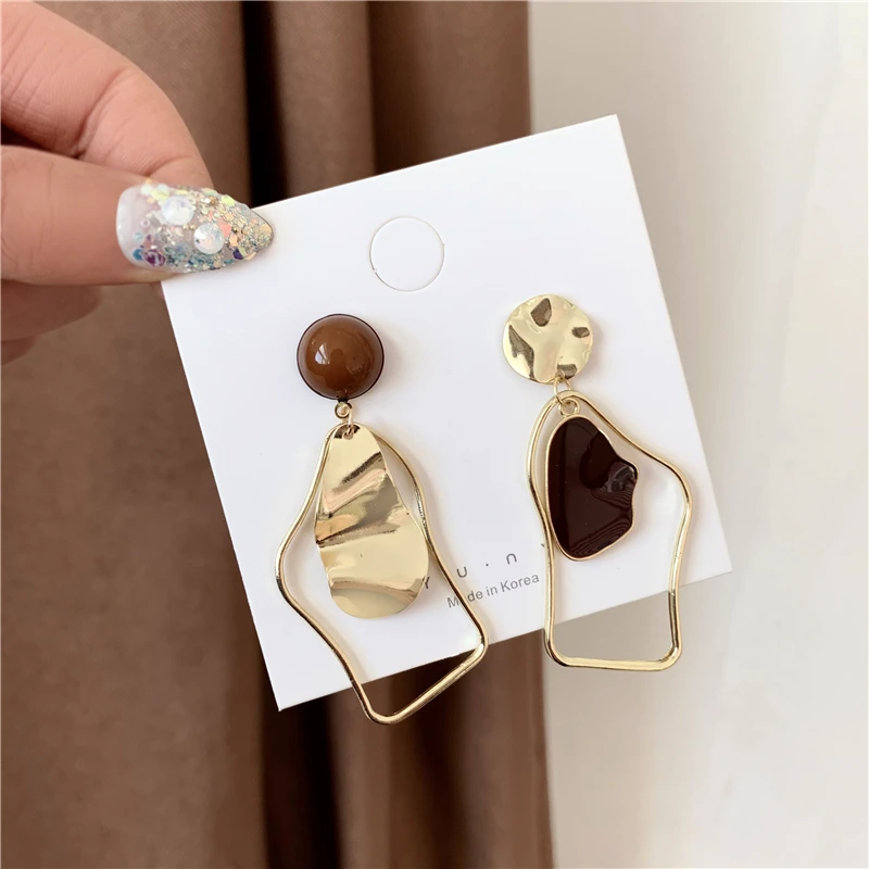 

Metal Asymmetric Long Earrings South Korea Fashionable Joker Contracted Exaggerated Personality Girl Women Jewelry Accessories