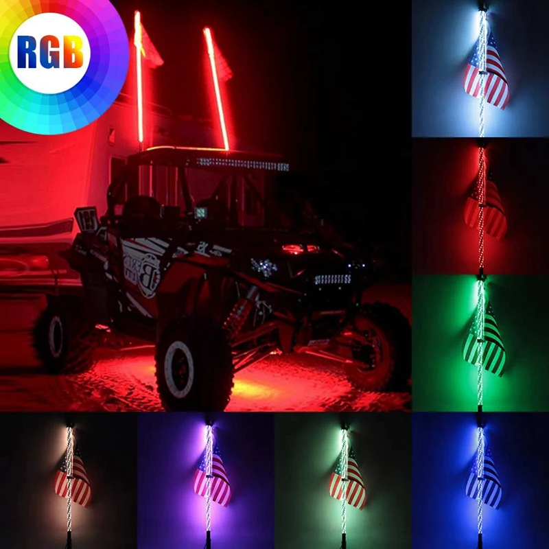 2x Двойной 2 фута светодиодный RGB цветной фонарь с пультом дистанционного