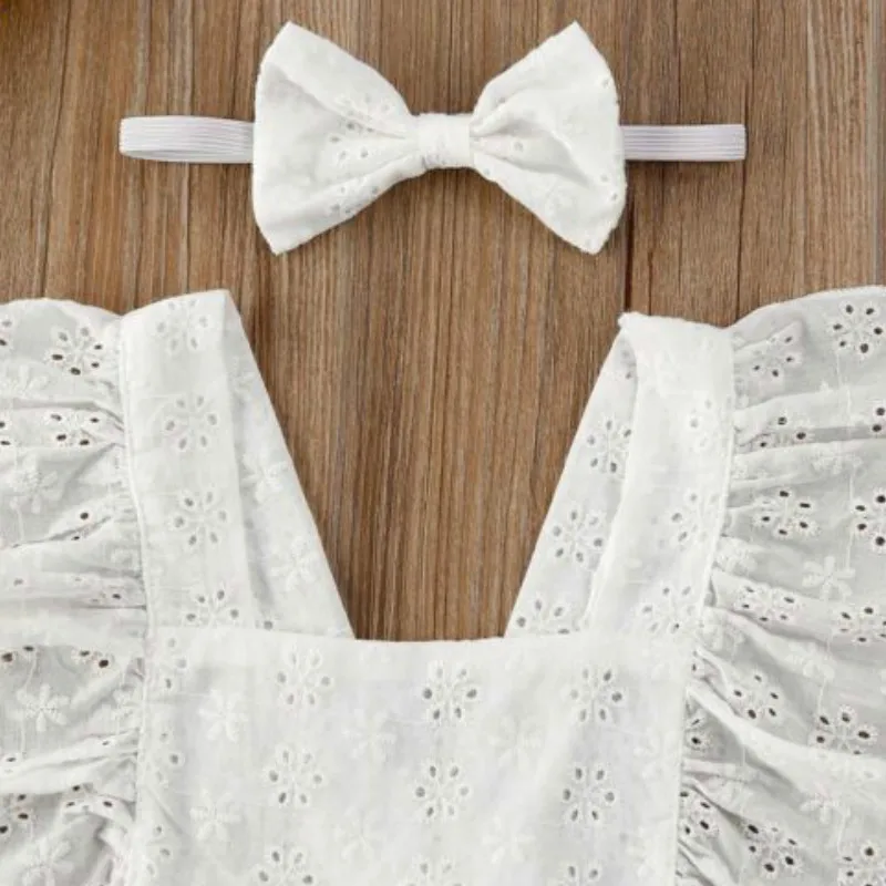 

UK Newborn Baby Girls Ruffle Romper Dress Floral Solid Color Square Collar Bodysuit Jumpsuit Party Clothes