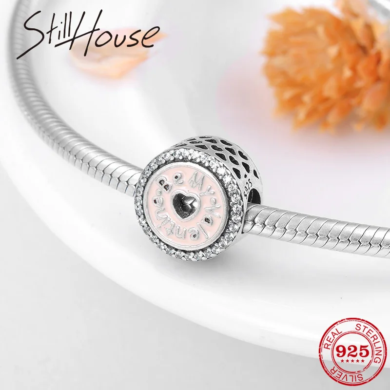 Be my Valentine ажурные розовые эмалированные бусины в форме сердца модные браслеты из