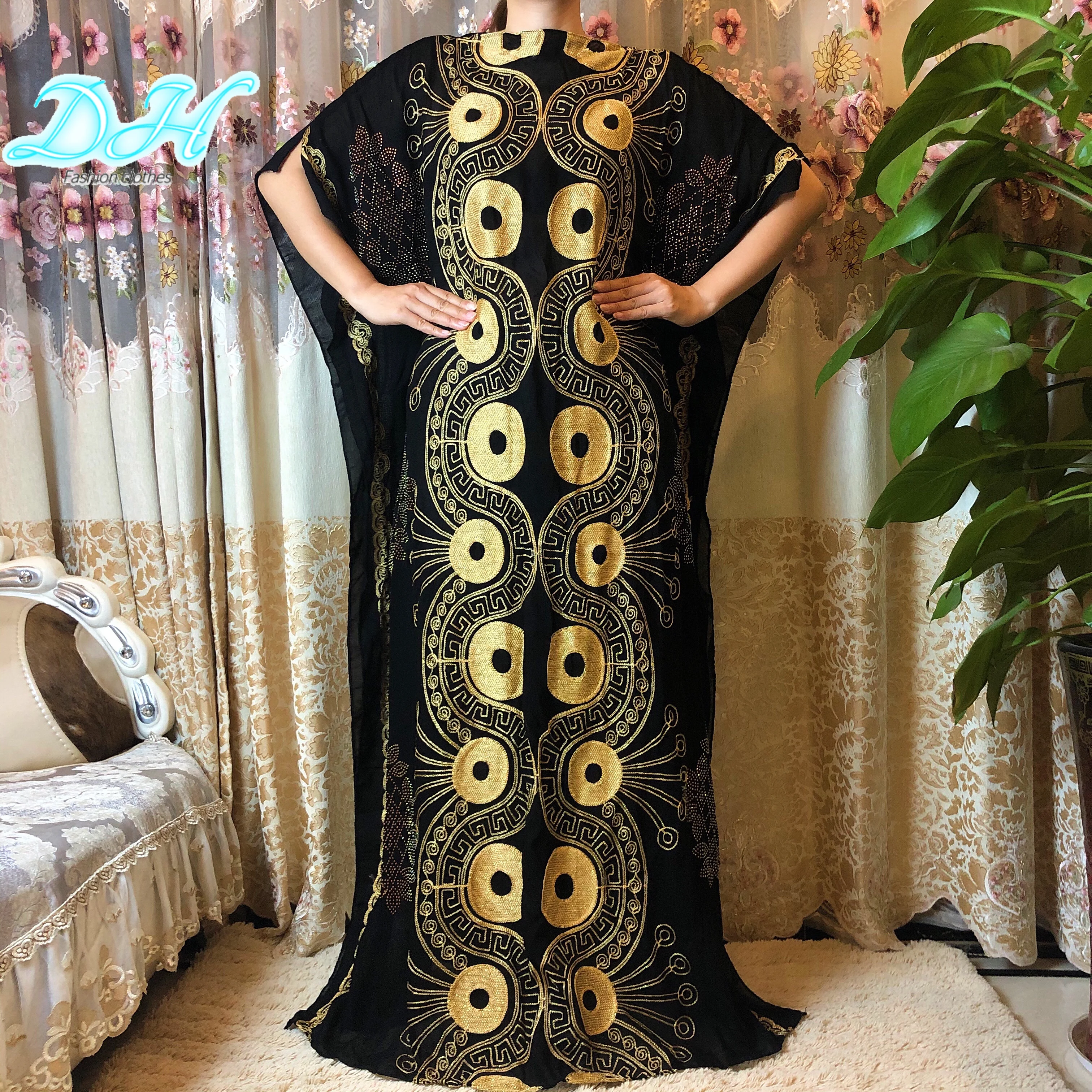 

2021 модные африканские платья для женщин, абайя, Дубай, муслин, Длинная женская Африканская Хлопковая одежда Исламский халат HD040