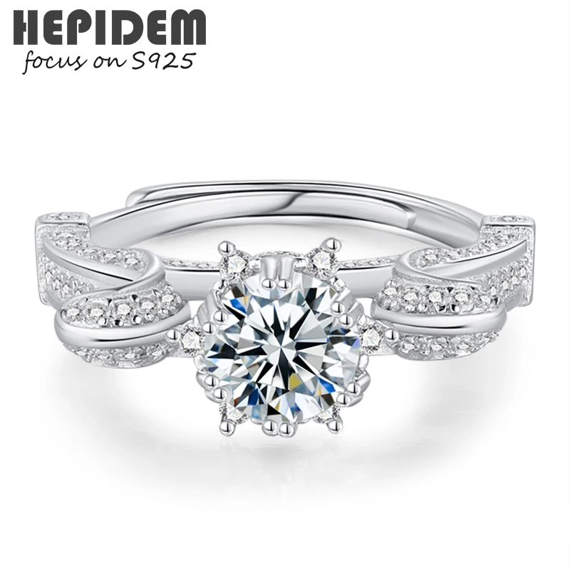 

HEPIDEM Женское и мужское кольцо из серебра 100% пробы, с муассанитом