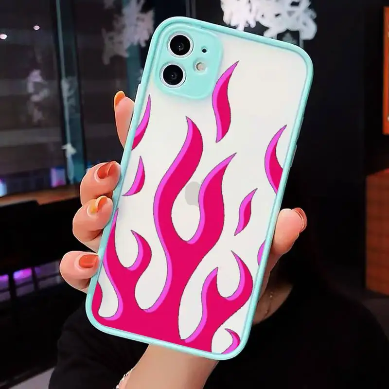 

Fashion Flame Pattern luxury Phone Cases shell matte transparent For iphone 7 8 11 12 plus mini x xs xr pro max cover