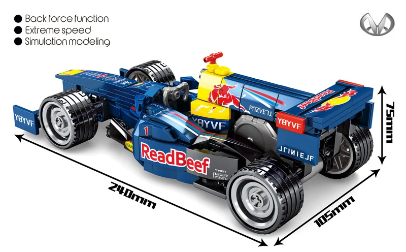 Технический конструктор Супер гоночный автомобиль модель red bull F1 сборка парового