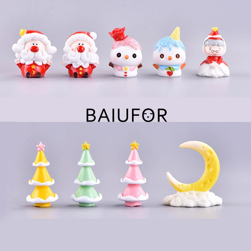 BAIUFOR Счастливого Рождества Миньоны Санта Клаус Снеговик дерево Луна статуэтки