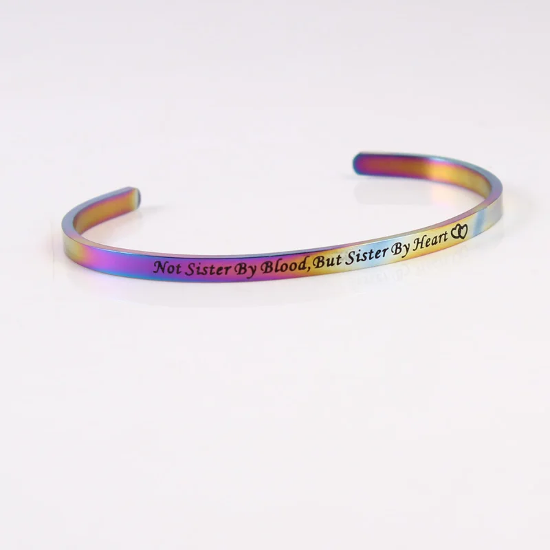 1 шт. 4 мм из нержавеющей стали c радужным барный браслет Выгравированный