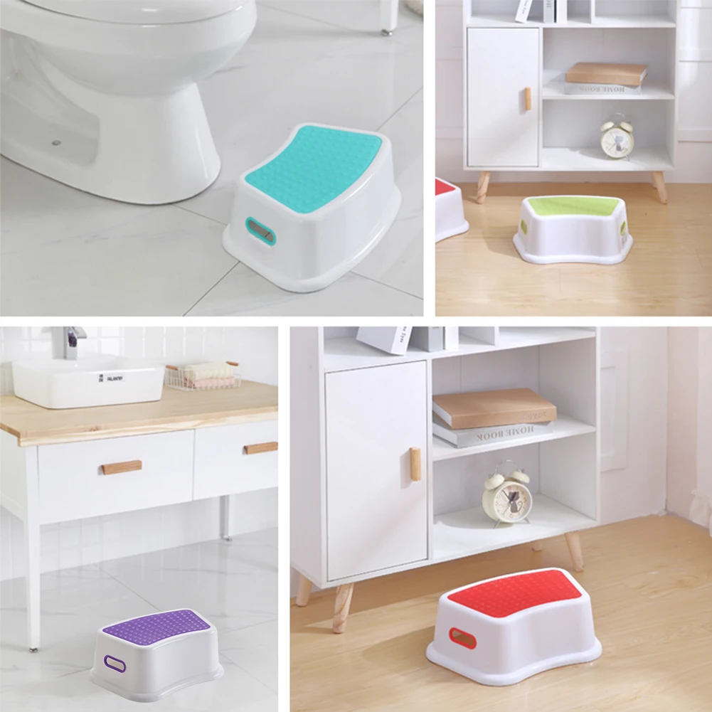 

Bathroom Furniture Toilet Step Stool Kids Toddlers PP Non Slip Humanized Design With Handle Stackable Lightweight Squatting