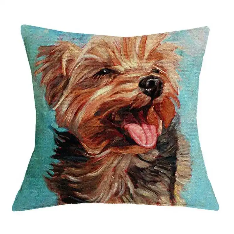 Cute Pet Dog Schnauzer Dachshund Cushion Cover Cotton Linen Colorful Oil Printed Throw Pillow Case 45*45 CM For Home Sofa Decor | Дом и сад