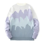 Свободный свитер, Мужской Повседневный пуловер в стиле Харадзюку, Осенние мужские свитера, модные мужские топы с длинным рукавом и круглым вырезом, вязаные пуловеры