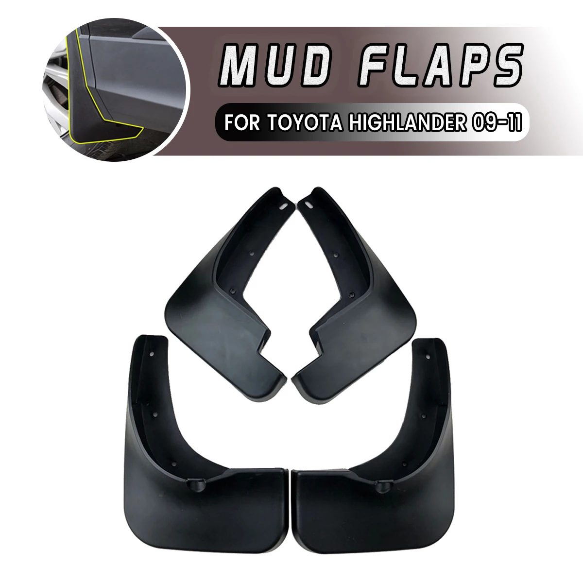 

Car Front Rear Car Mudguard Fender Flares Mud Guard Flap Anti Splash Mudflaps Soft Good Tenacity For TOYOTA HIGHLANDER 2009-2011