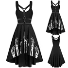 Женское платье с открытыми плечами Goth Dark, черное готическое платье на бретелях-спагетти, с открытой спиной и принтом