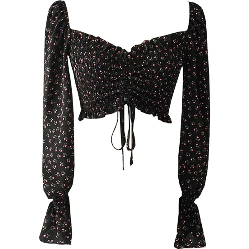 Женская рубашка BKCJQA на раннюю осень в стиле ретро с квадратным воротником и