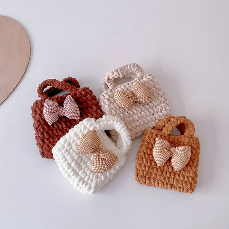 Children Lovely Big Bow Handbag Autumn Winter New Style Girls Baby Vintage Travel Handbag Wallet
