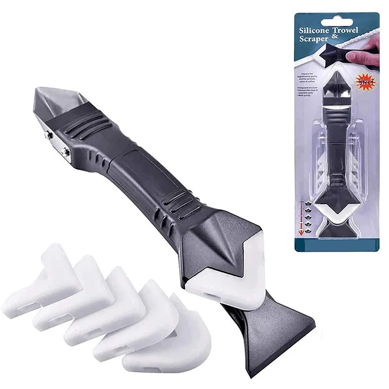 

5 In1 Silicone Remover Caulk Finisher Sealant Smooth Scraper Grout Kit Tools With Seam Tape Plastic Hand Tools Set Accessory