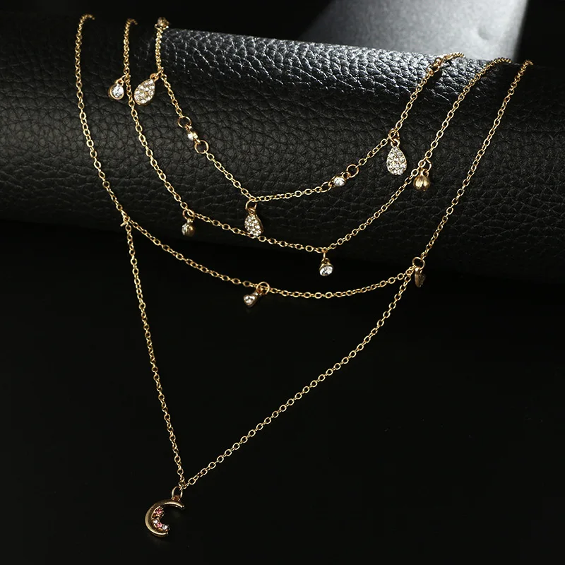 Ожерелье чокер из сплава длинное многослойное ожерелье звеньев цепи