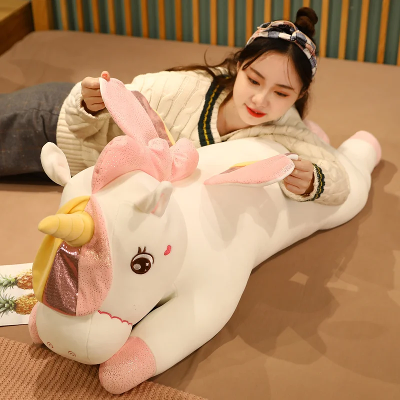 

50-110 cm New Angel Cloud Unicorn Plush Doll Soft Stuffed Cartoon Animal Little Pegasus Strip Pillow Valentine's Day Gift for Gi