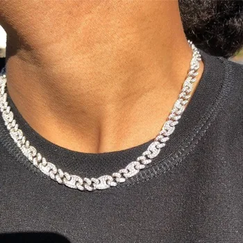 

New Arrived Iced Out Hip Hop Bling 5A Cubic Zirconia Pin Shape Women Fashion Miami Cuban Link Chain Choker Necklace Jewelry Gift