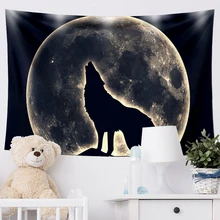 Tapisserie murale suspendue en forme de lune psychédélique, tapis Hippie, couverture de plage, décoration de maison, tapis de Yoga  (4)