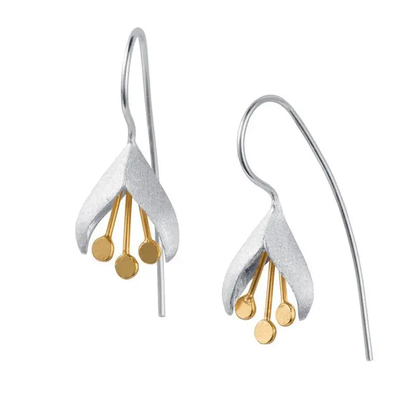 

New Creative Snowflake Color Separation Flower Earrings Elegant Women Birthday Party Anniversary Fashion Jewelry