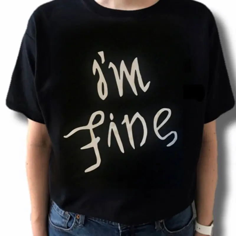 Футболка I'm Fine Ambigram женские футболки с графическим рисунком топы Min Yoongi смешная