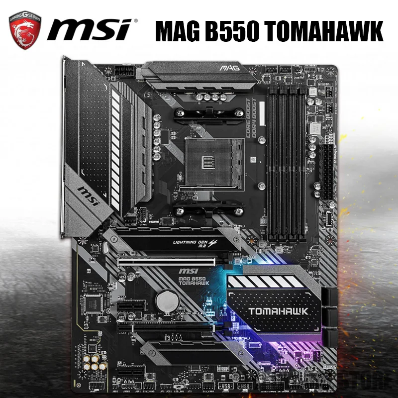 Billig MSI MAG B550 TOMAHAWK ATX AMD B550 B550M DDR4 4866(OC) MHz M.2 SATA3 USB 3,2 128G Unterstützung R9 CPU Overlocking Buchse AM4 ATX Neue