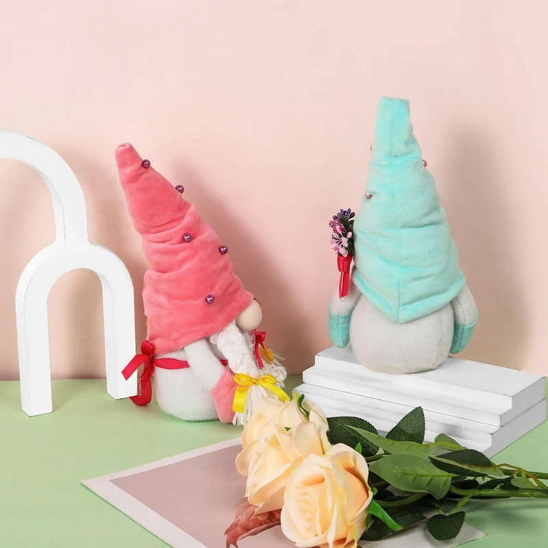 

4 Pcs Mother's Day Gnome Spring Flower Tomte Swedish Nisse Scandinavian Elf Dwarf Doll Farmhouse Home Ornaments Decor