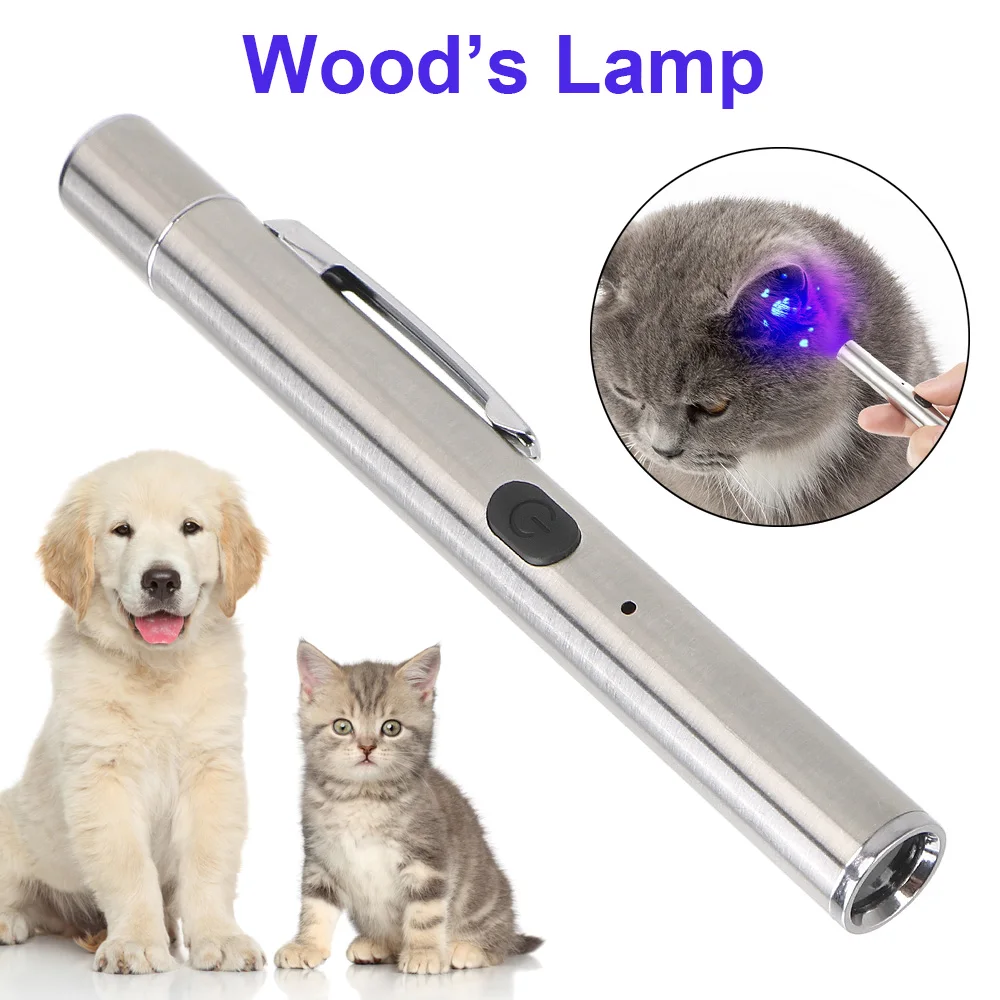 

365 UV Veterinary Wood Lamp Pet Fungus Detection Waterproof Flashlight Skin Ultraviolet Light Cat Moss Tinea Light Black Mirror