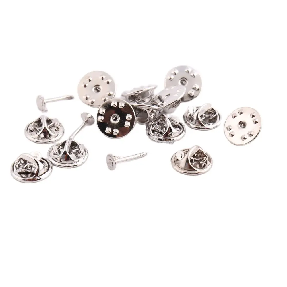 100 пар/лот 11 мм Серебряная бабочка клатчи булавки на спине броши фурнитура для