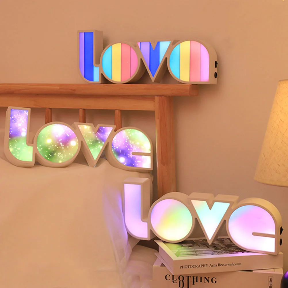 

LED Love Neon Light Sign Night Lamp Battery USB Double Powered Wedding Valentine Nightlight Decoration Indoor Birthday Lighting