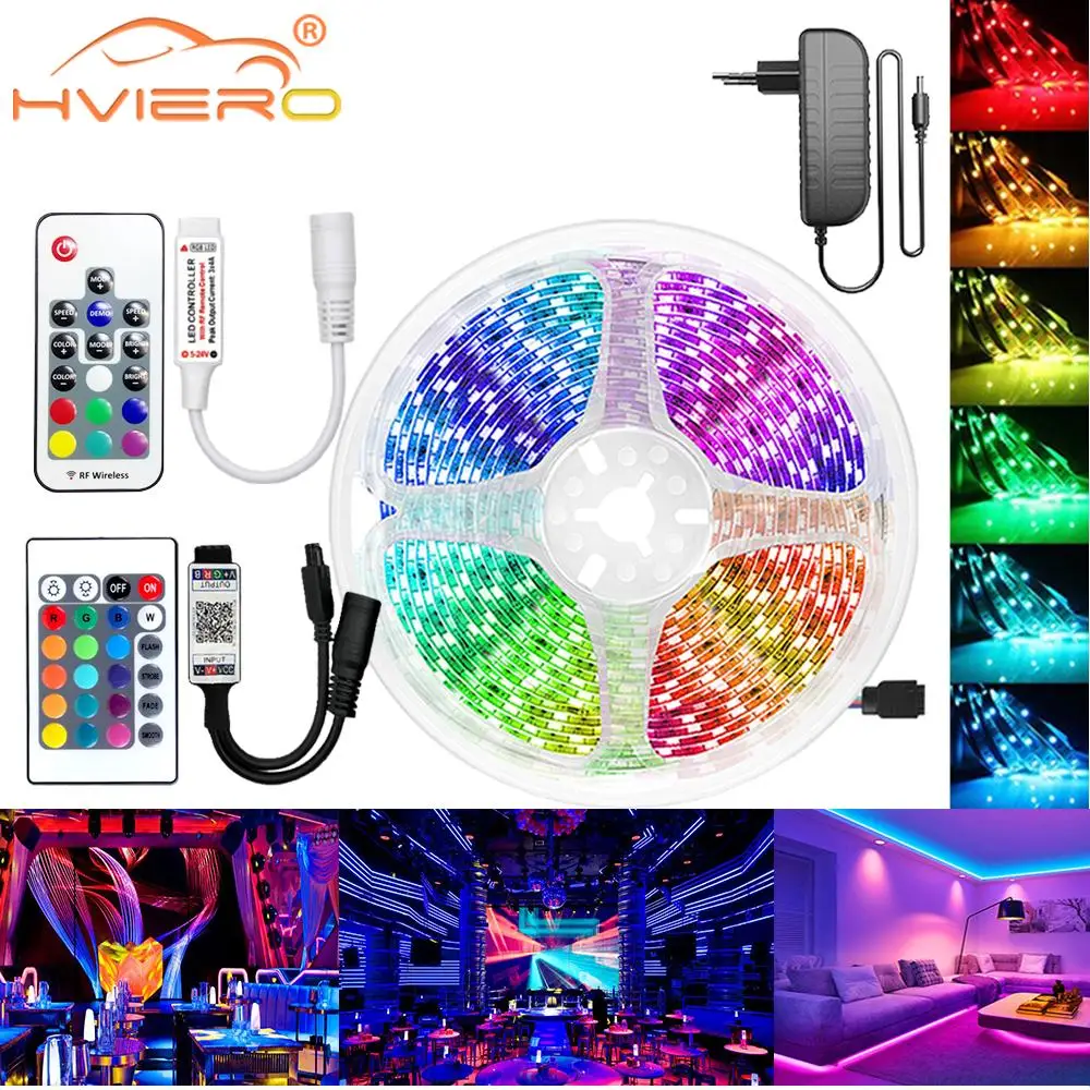 

MiniIR Bluetooth 5M RGB 5050 2835 SMD LED Strip Lights Flexible Ribbon LED Light Tape Diode 12V Control Wall Lamp Neon Lighting