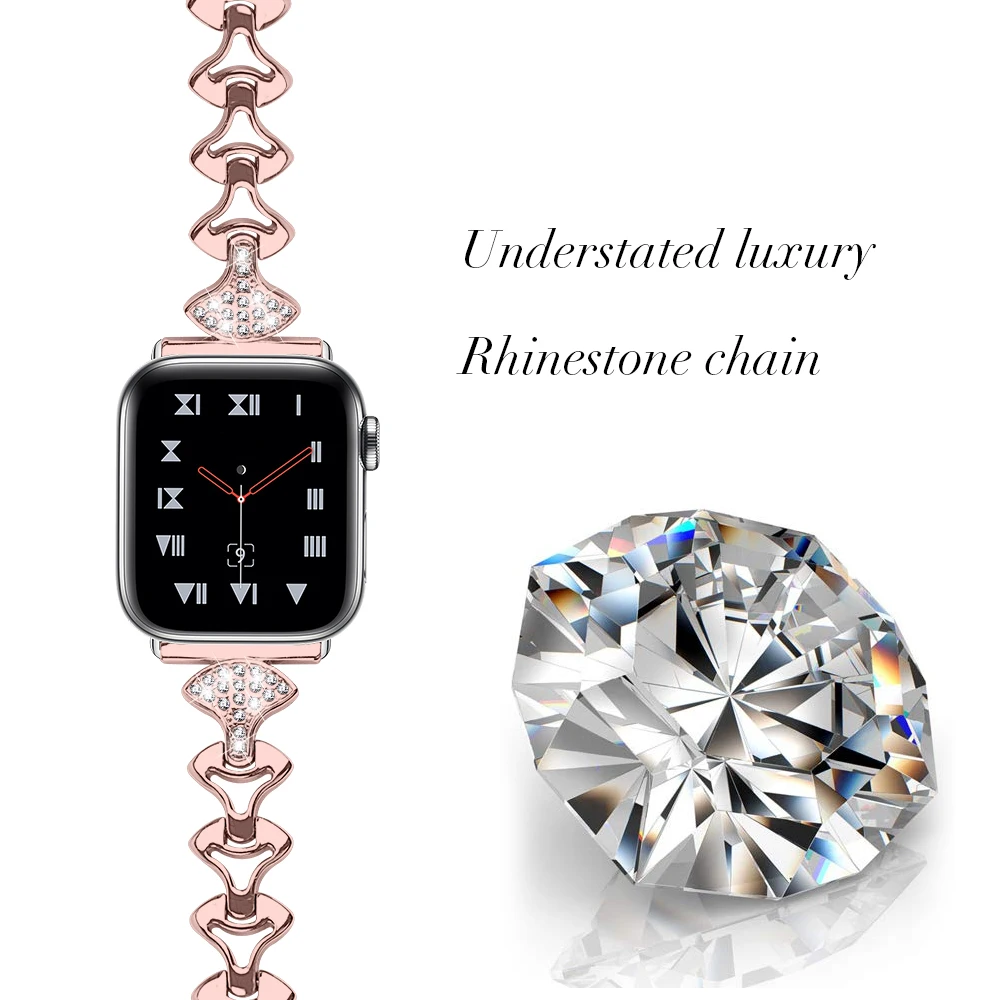 

Diamond strap for Apple watch 5 6 7 se band 38mm41mm42mm series 4/3/2/1 iwatch band 45mm44mm40mm stainless steel bracelet strap